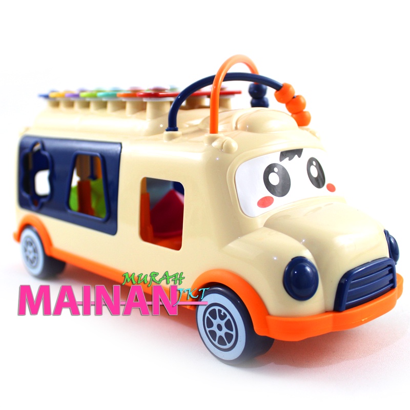 MAINANKEI MAINAN ANAK MURAH BUS XYLOPHONE YE20 MAINAN ANAK MOBIL BUS MUSIC BLOCK EDUKASI