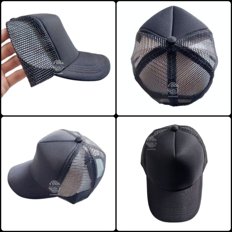 Topi Jaring Hitam Polos | Trucker Hat | Topi Distro