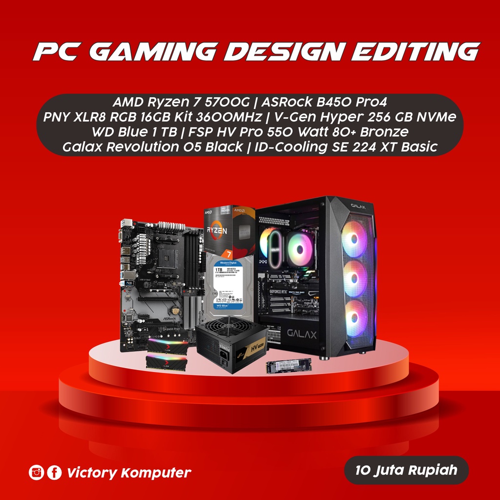 PC Rakitan Gaming Design Editing AMD Ryzen 7