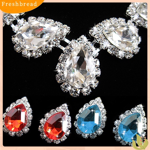 Set Perhiasan Kalung Anting Kristal Berlian Imitasi Bentuk Tetesan Air Untuk Pernikahan
