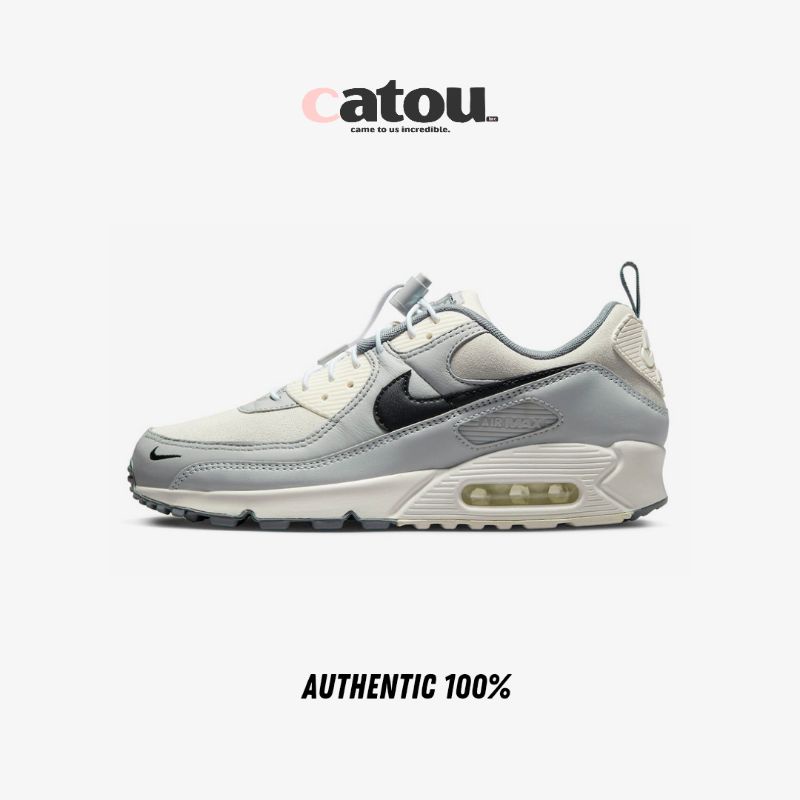 Nike Air Max 90 SE Grey Fog Lace Toggle Cream Grey Black Original BNIB [RESMI]