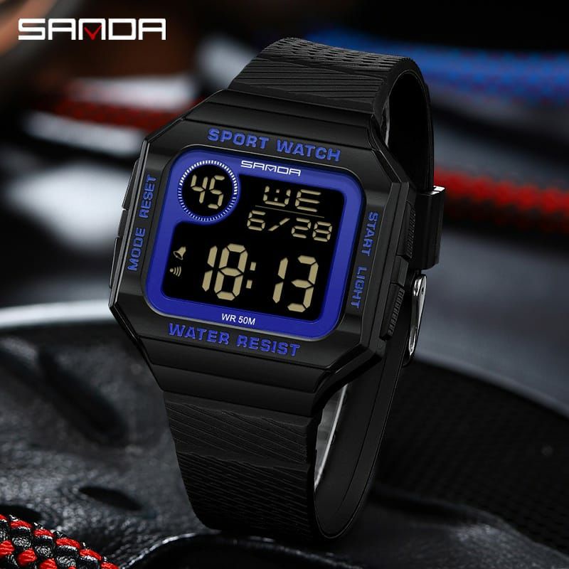 JAM TANGAN SANDA 2129 Jam Tangan Pria Wanita Digital EL Backlight Sport Watch Anti Air