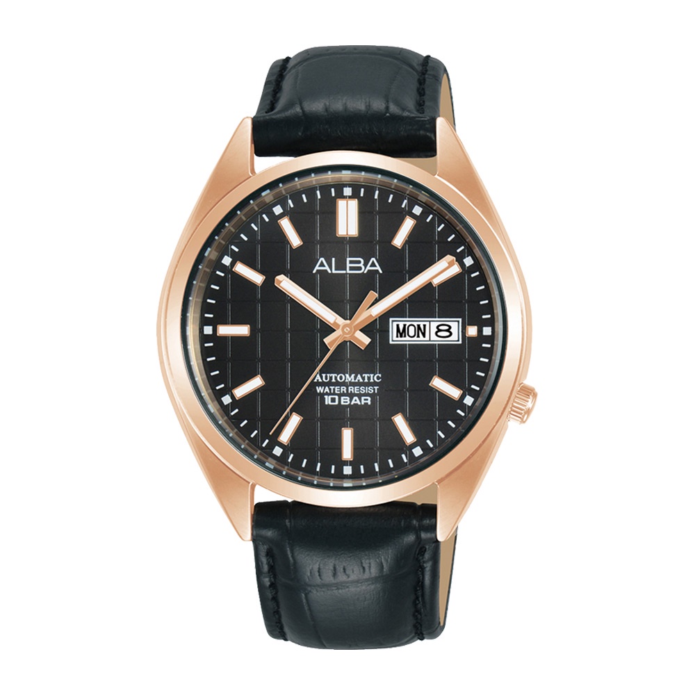 Alba AL4330X1 Automatic Black Dial Black Leather Strap - Jam Tangan Pria