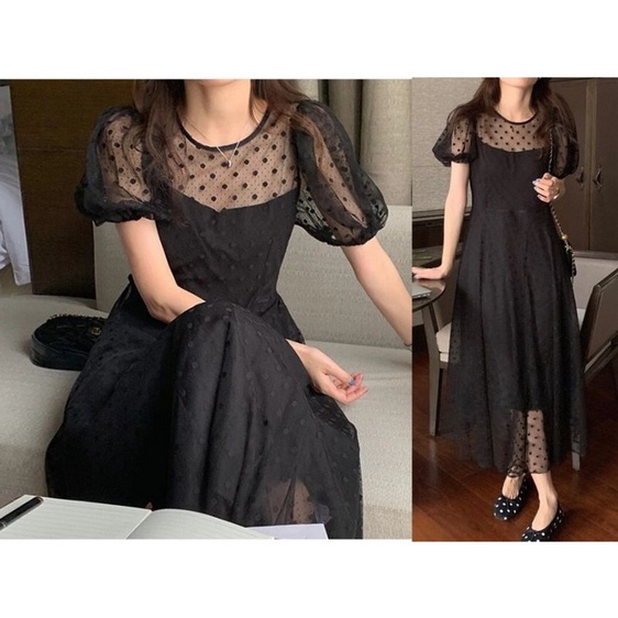 RACHEL LONG DRESS TILEDOT / DRESS KOREAN STYLE / MIDI DRESS SIMPLE ELEGANT / DRESS NATAL