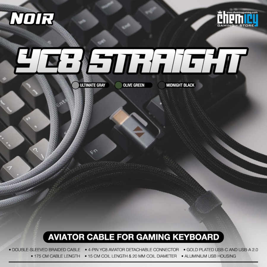 Noir YC8 / YC-8 Straight Aviator Cable Type-C