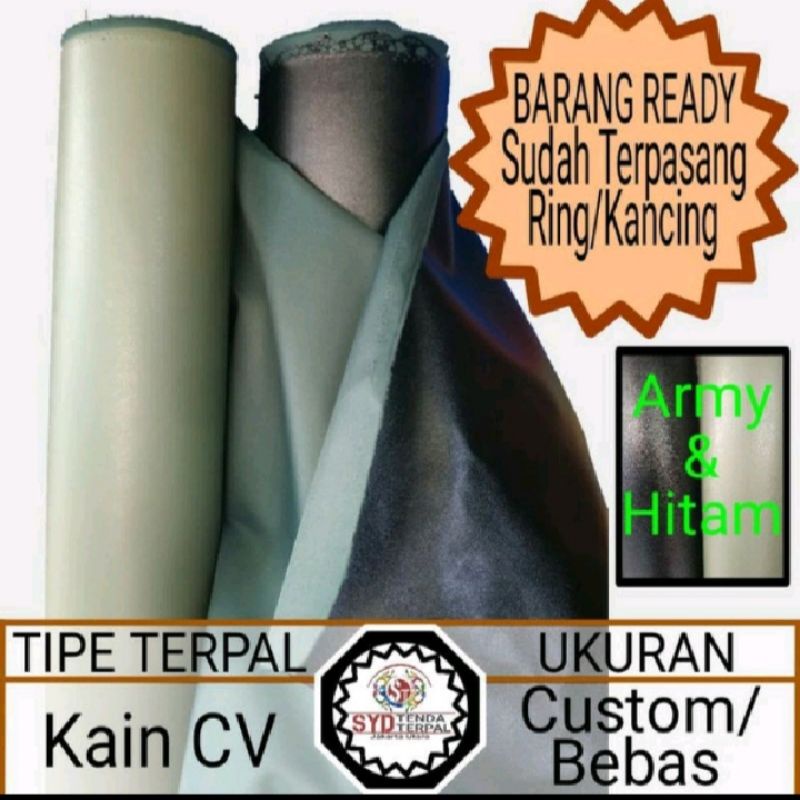 TERPAL KAIN VC/ TERPAL TENTARA/ TERPAL TENDA/ TERPAL MOBIL UKURAN COSTUM/ BEBAS BAHAN IMPOR