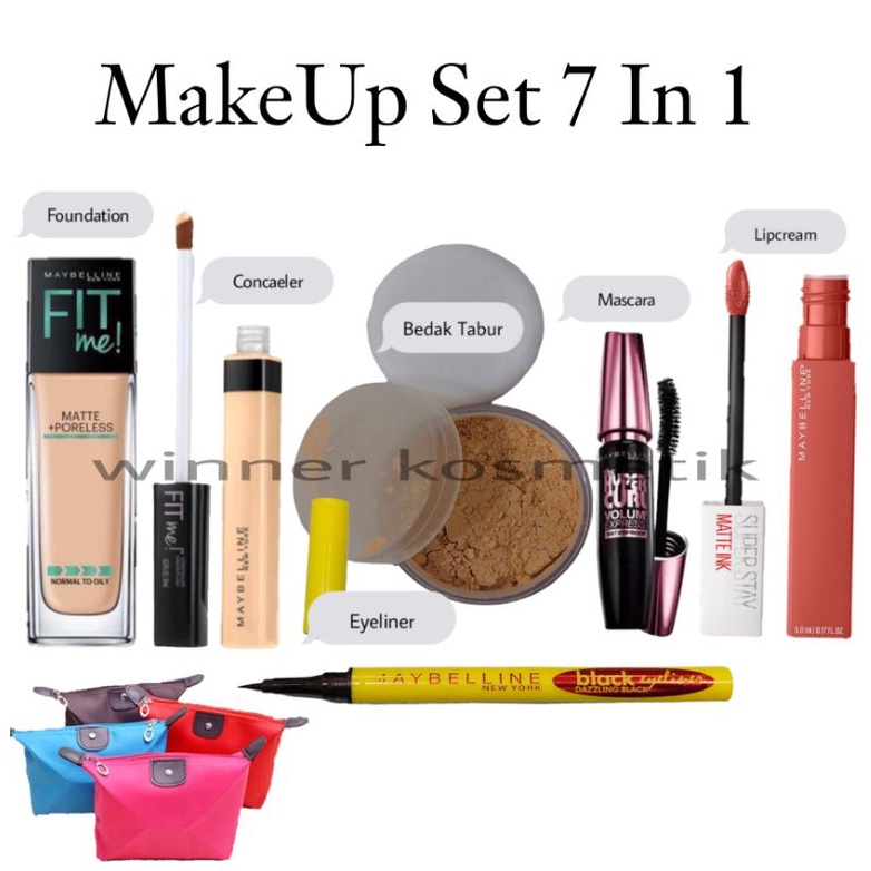 Maybelline Fit Me / Paket Komplit Maybelline Fit Me / Paket Makeup Maybelline / Bedak Fit Me Cusion