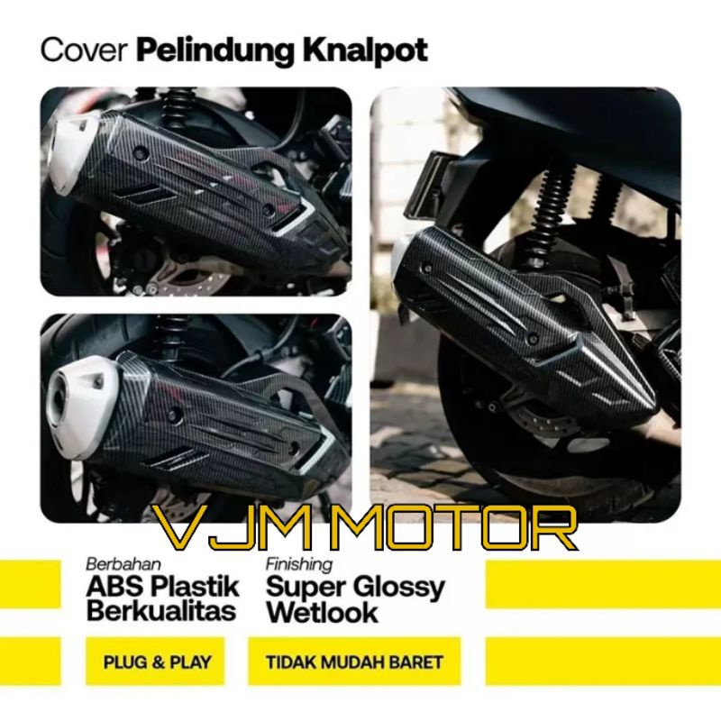 Penutup knalpot PCX 160/ cover Tutup Knalpot PCX160 Motif Carbon Anti pecah