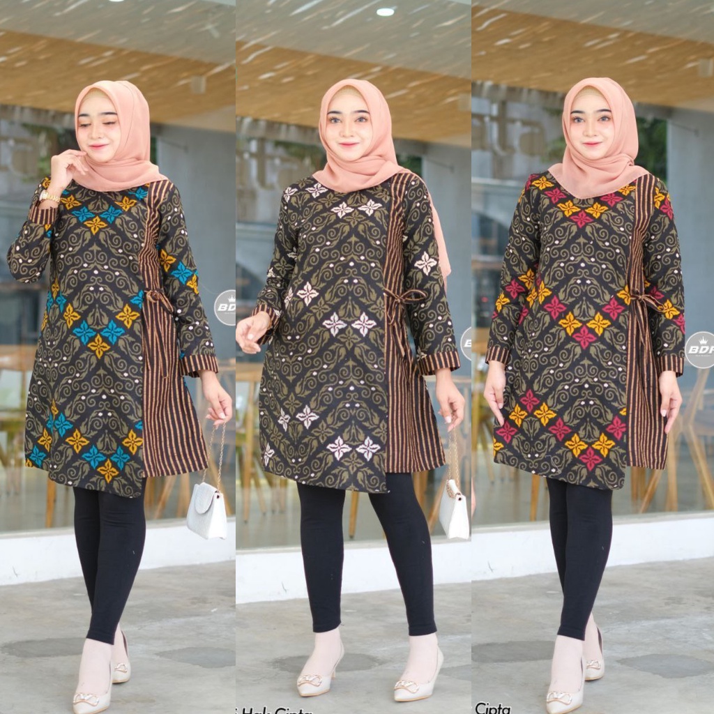 Tunik Batik Wanita Modern Atasan Batik Kerja Kantor Wanita