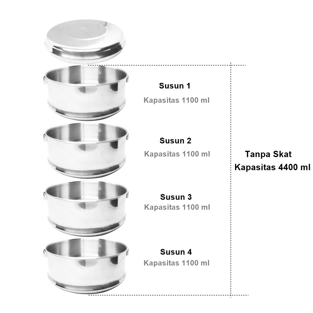 FM - Rantang stainless steel 16 cm susun 4