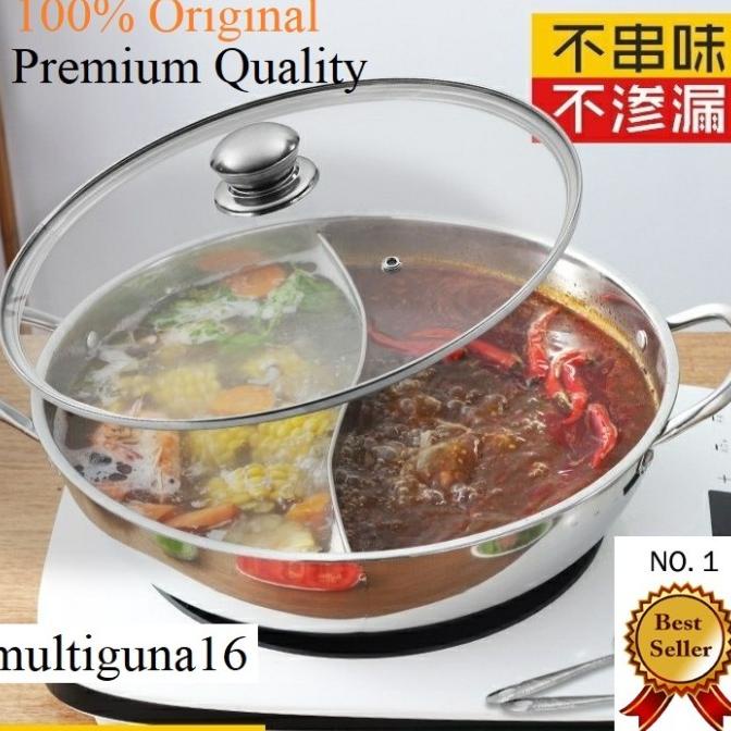 BISA COD Panci Shabu 28cm / Mangkok Sup Steamboat Sekat 2 Rasa Suki Pan Hot Pot /PERALATAN MASAK SET