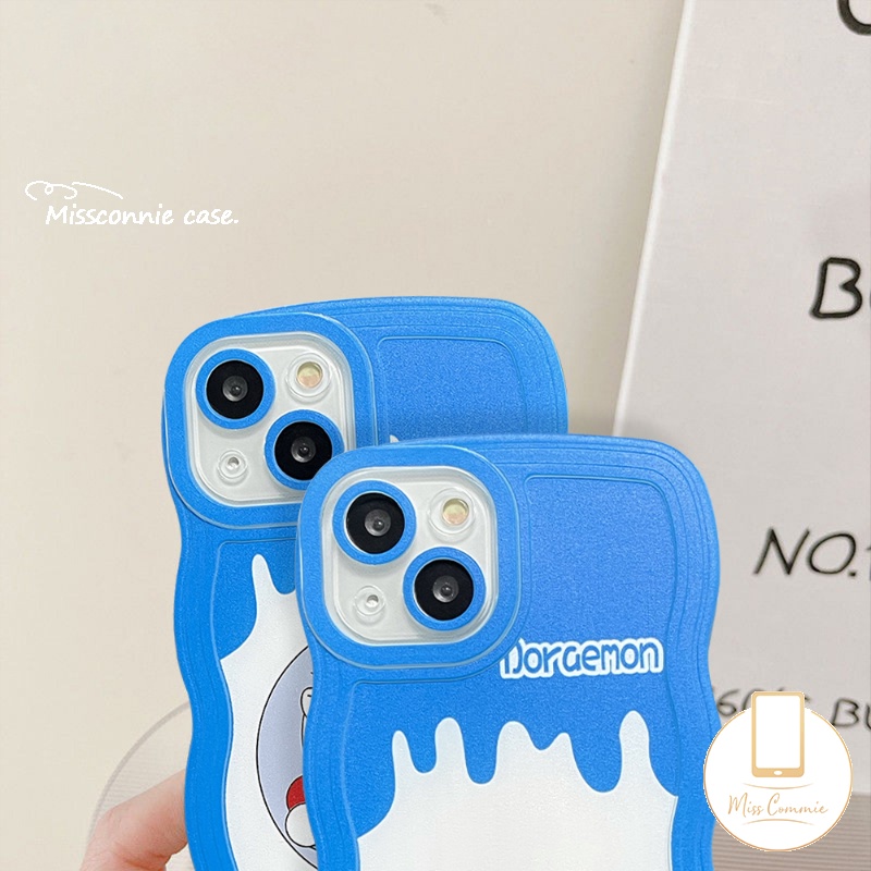 Case OPPO A78 A17 A16K A15 A54 A16 A57 A7 A1K A12 A95 A55 A76 A96 A16s A74 A53 A9 A12E A15s A5s A5 A52 A16E A3s Reno 8T 8 7 6 F9 Kartun Doraemon Milk Tea Lucu Bergelombang Sarung Tepi