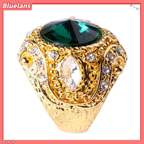 Bluelans Men Vintage Luxury Big Resin Crown Gold Plated Alloy Ring Jewelry Size 7-10