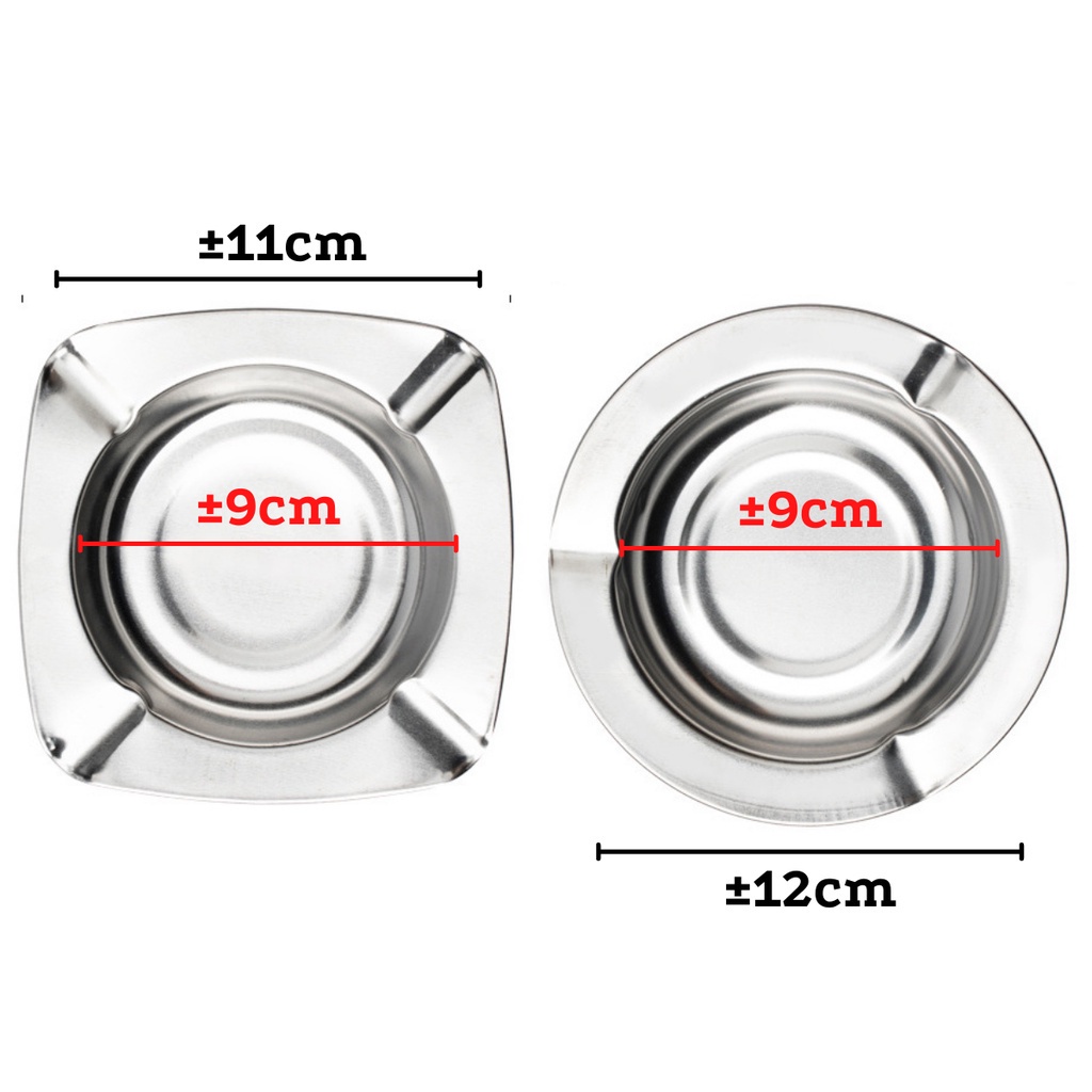 Asbak Rokok Stainless Steel Anti Karat 12 cm / Tempat Abu Ampas Rokok Wadah Bulat Tatakan Mangkok Sampah / Asbak Rokok Ashtray/