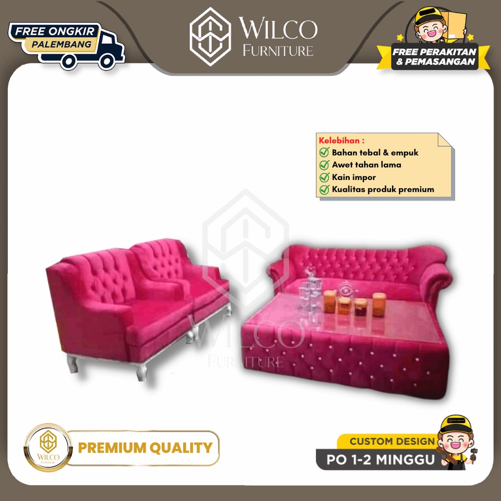 Sofa Ruang Tamu / Sofa Ruang Keluarga / Sofa Pink Minimalis