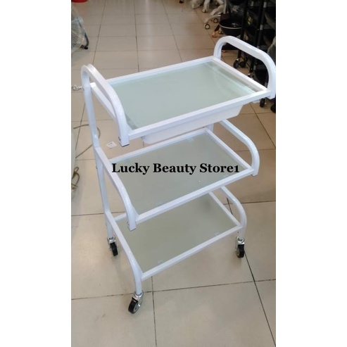 Troli dorong salon rak salon trolli facial rak facial kaca trolley trolly dental spa