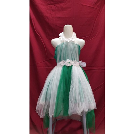 GAUN PESTA ANAK HIJAU PUTIH (PRELOVED)