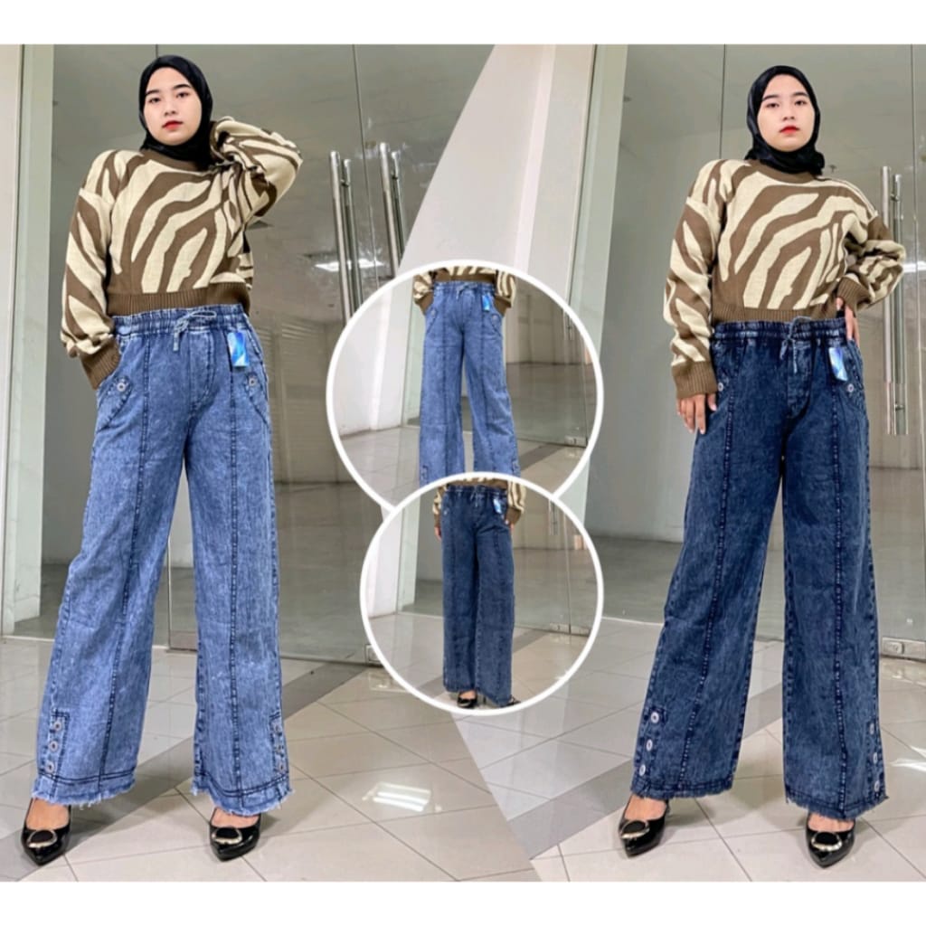 Kulot Jeans RENA RAWIS / Kulot Jeans Wanita Pinggang Karet / TONNI DJAYA