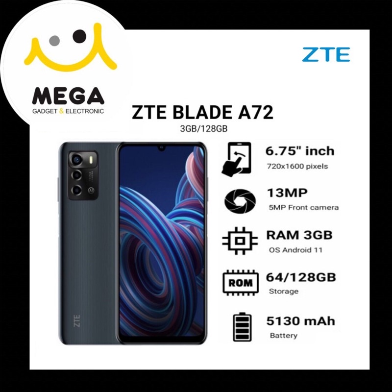 ZTE Blade A72 3GB + 128GB Garansi Resmi ZTE Indonesia