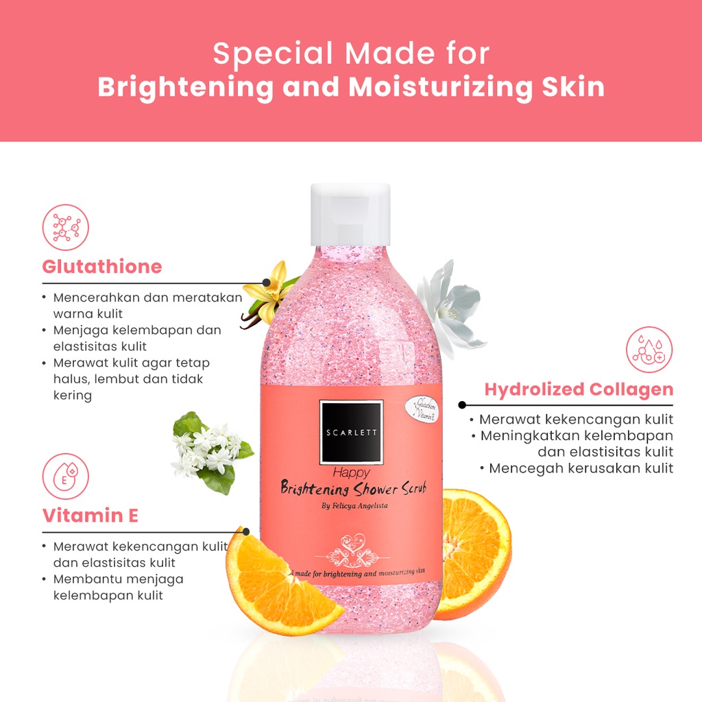 BISA COD Rumah Cantik Scarlett Whitening Shower Scrub Happy