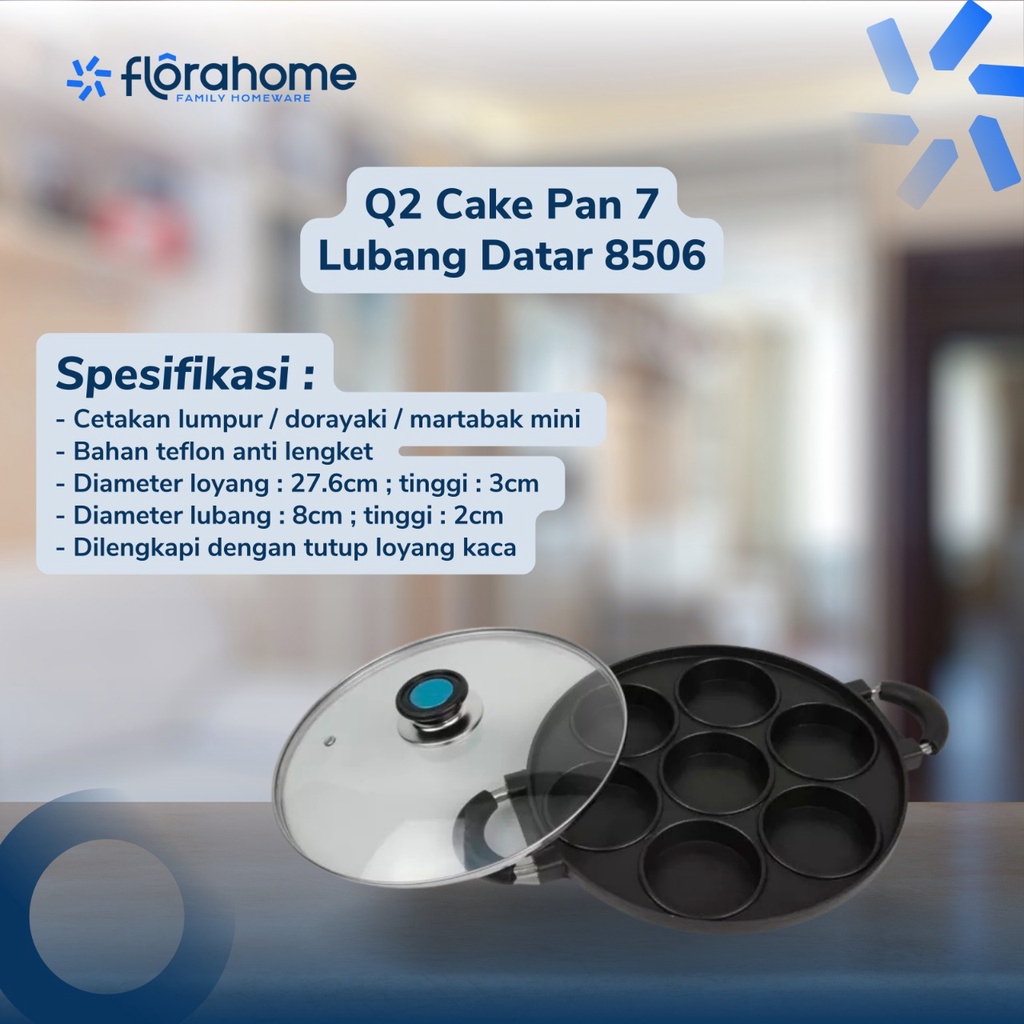 q2 cake pan 7 lubang datar 8506