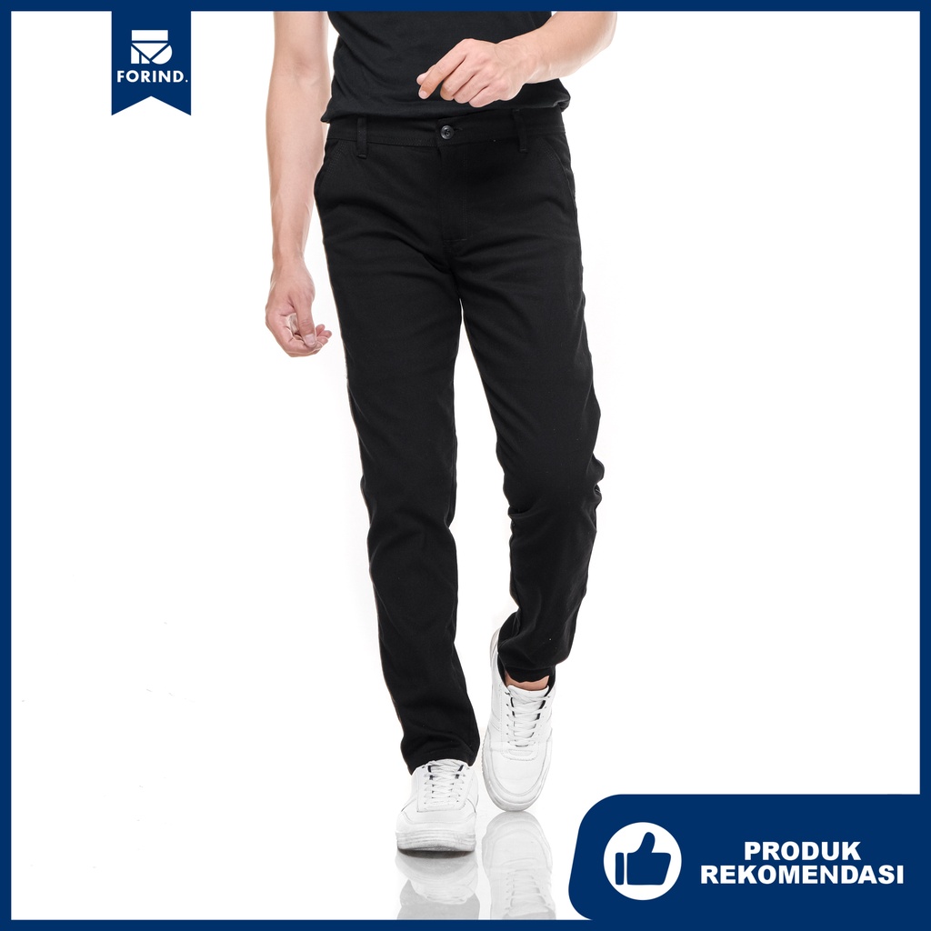 Dottore Black | Celana Panjang Chino Hitam Pria Cowok Basic Chino Pants | FORIND x Giant Flames