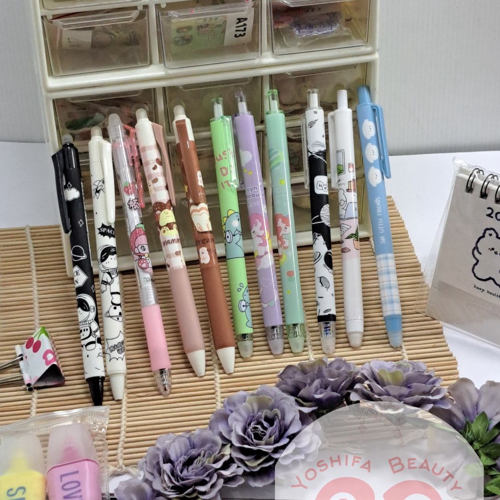Pulpen Mekanik  Eraseable | Pulpen Fancy  | Pulpen Eraseable Motif Lucu yang Bia di Hapus | Pulpen Cetek Bisa Dihapus