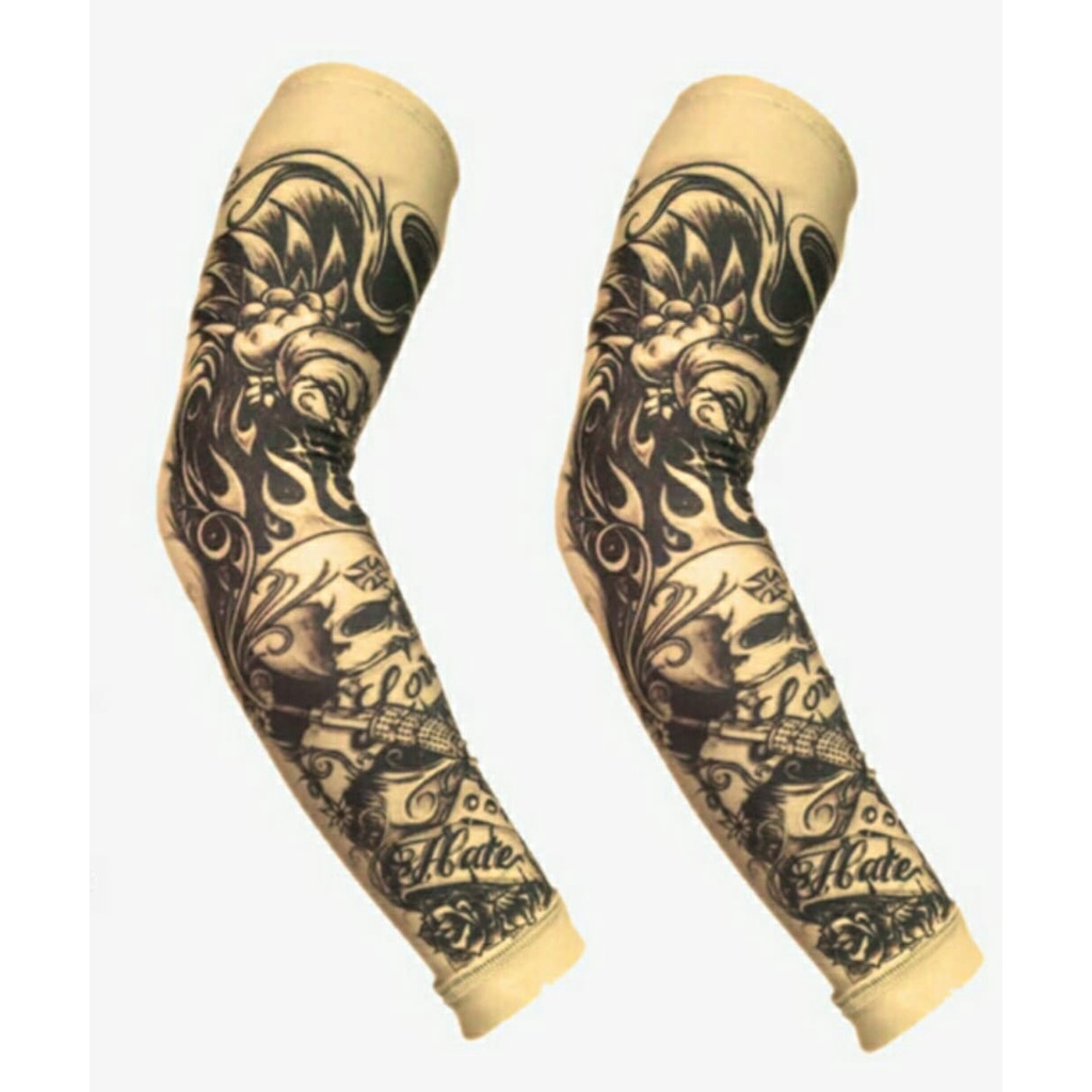 Arm Sleeve Pria / Manset Tangan Olahraga / Manset Sepeda / Tatto Skulls