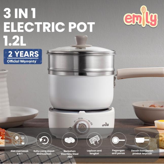 Emily 3 in 1 Electric Pot 1.2L / Panci Elektrik Multifungsi