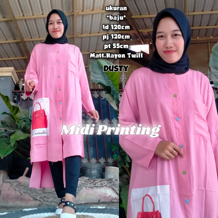 Midi Dress Jumbo Printing Rayon Twill/Tunik Midi Rayon Twill/Long Midi Rayon Twill