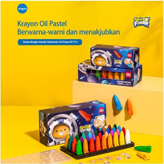 

R2GO - Deli Oil Pastel Krayon anak bentuk Rocket Space Finder 72109 | R2Go