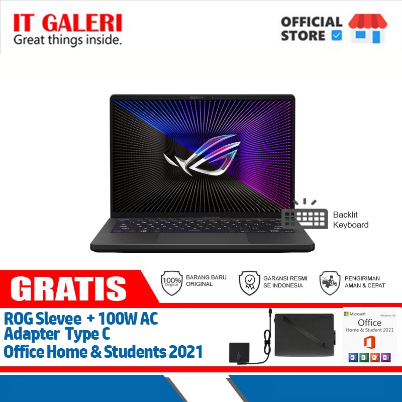 Asus ROG Zephyrus G14 GA402RK-R9X7B7G-O R9-6900HS/16GB/1TB/RX6800S 6GB/14.0/GRAY LED/WIN11+OHS2021/A