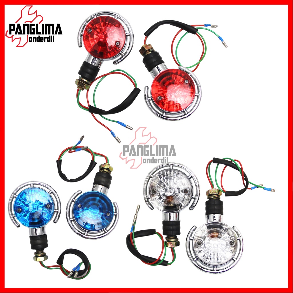 Lampu Sein Bulat Universal Warna Putih-Merah-Biru Sen-Sign Ritting-Riting-Retting-Reting