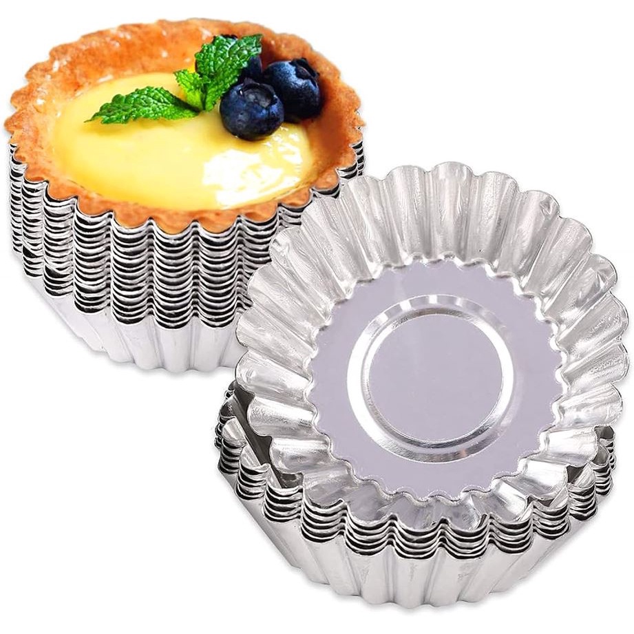 Loyang Pie Egg Tart Aluminium Cetakan Kue Pai Susu Cup Cake Mold