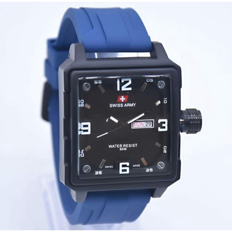 Jam Tangan Swist Army Rubber Pria Tanggal Hari