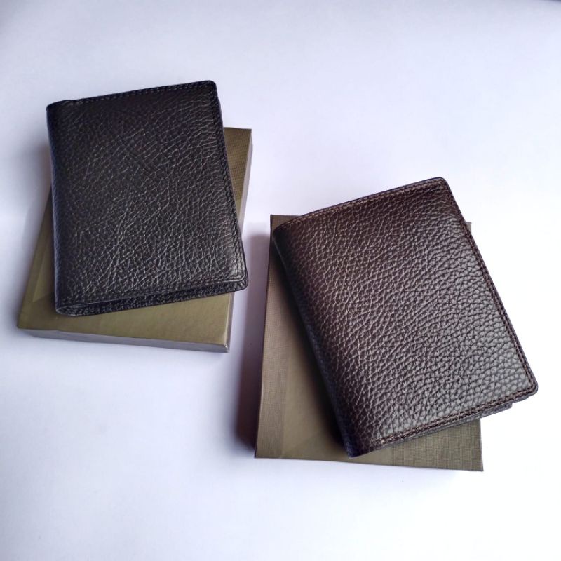 Dompet kulit pria polos lipat berdiri Dompet kulit asli