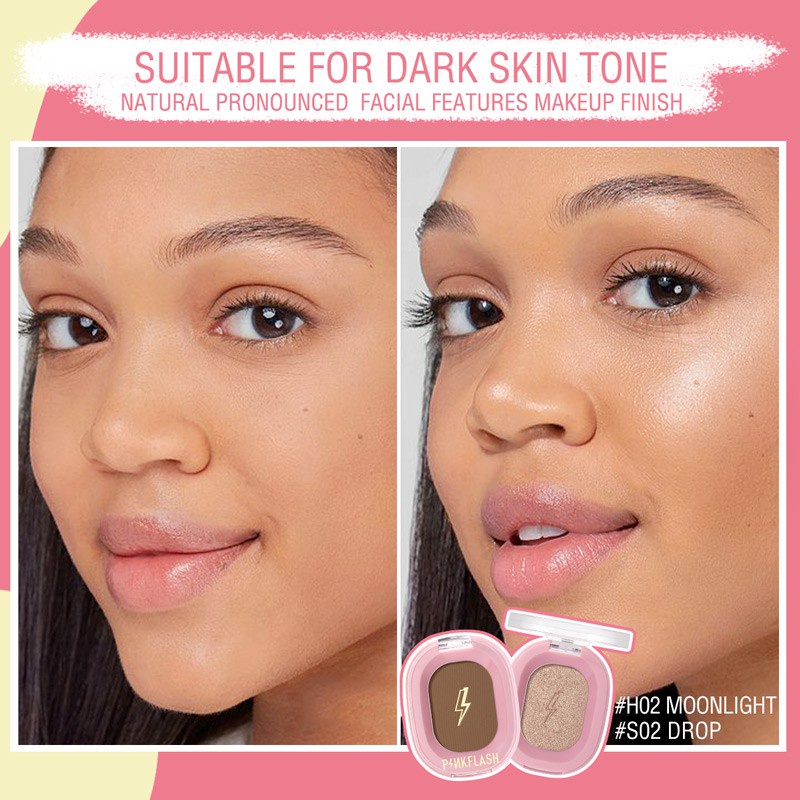 PINKFLASH OhMyShow Highlighter Blush On Contour Shimmer Soft Smooth - 4 Colors Eyeshadow Contour