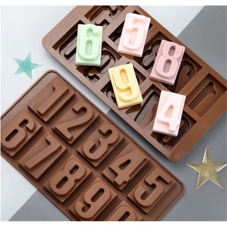 Cetakan Silikon Abjad Alphabet Angka Huruf Coklat Silicone Mold Kue