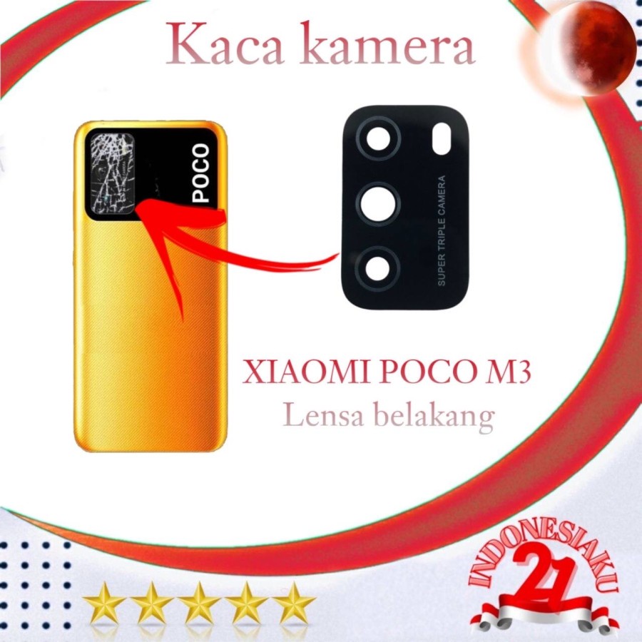 LENSA KACA KAMERA BELAKANG XIAOMI POCO M3 FULLSET FREE LEM