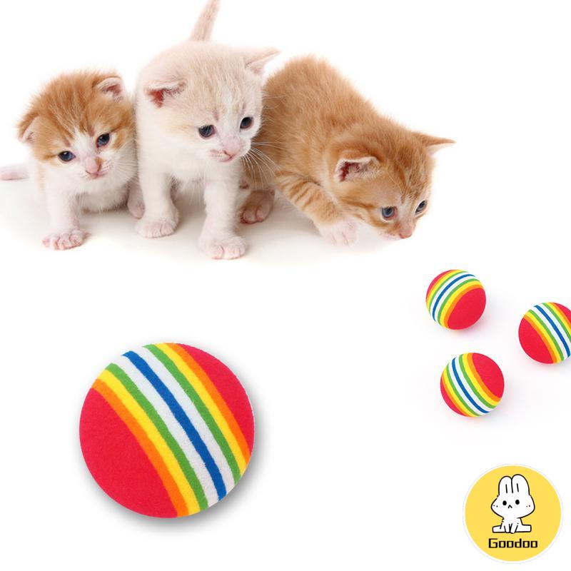 Pet Cat Puppy Toy Ball Rainbow Mengunyah Bola Interaktif Tumbuh Gigi Mainan Menyenangkan - SD -Doo
