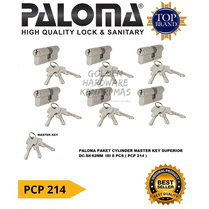 PALOMA PCP 214 PAKET MASTER KEY 6 CYLINDER DOUBLE ANAK KUNCI 62MM