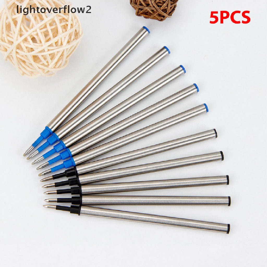 (lightoverflow2) 5pcs Refill Pulpen Tinta Gel Biru Bahan Metal