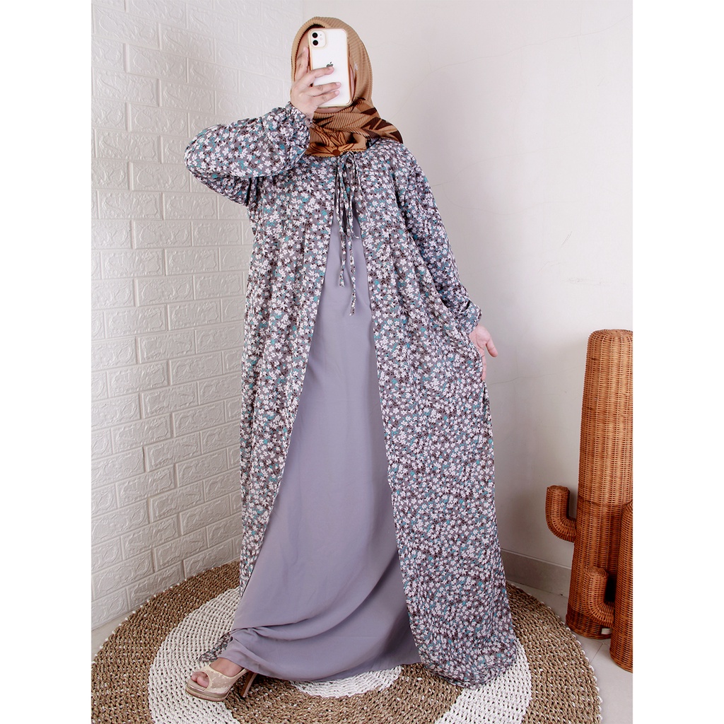 Gamis Dewasa LD 96 PG 137 Sakina Ceruty Babydoll Outer Bunga