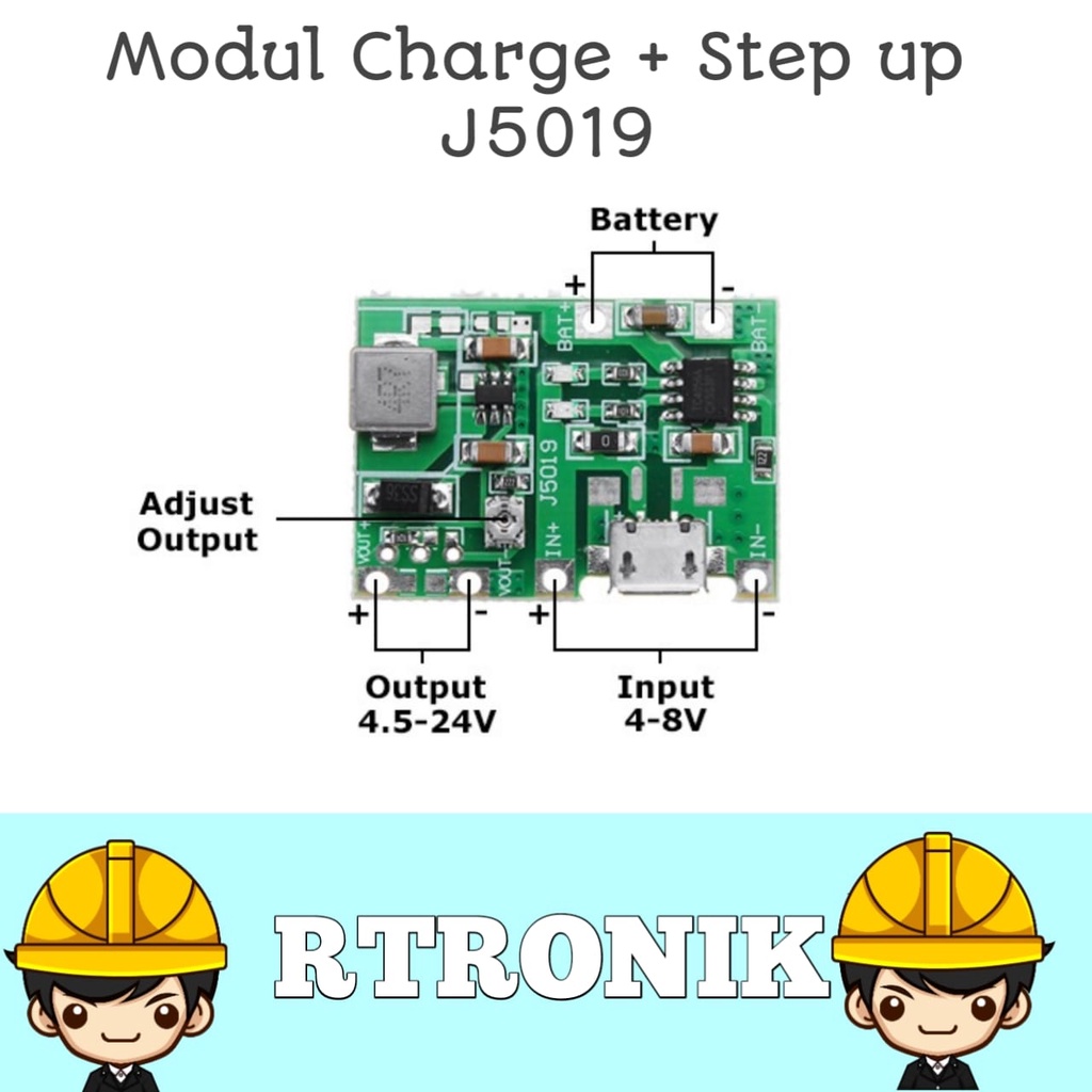 A119 J5019 Modul 2in1 Charger + Step Up Adjustable Baterai 18650 TP4056 BB-64D