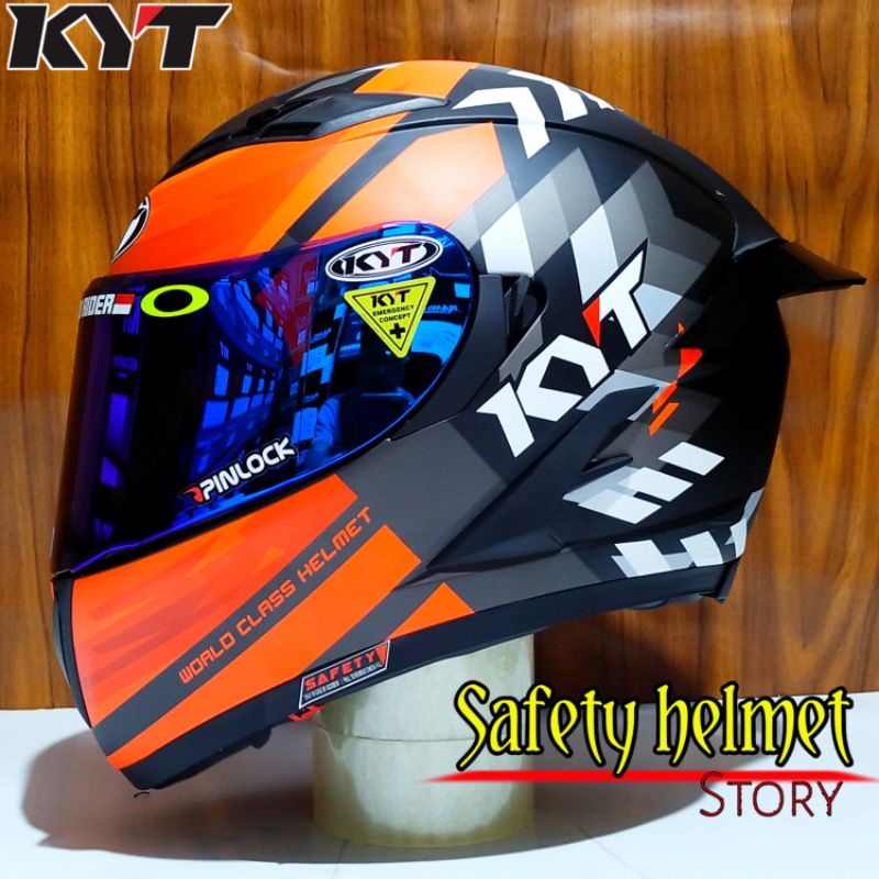 Helm Full face KYT FALCON FR flow Black red doft Paket Ganteng