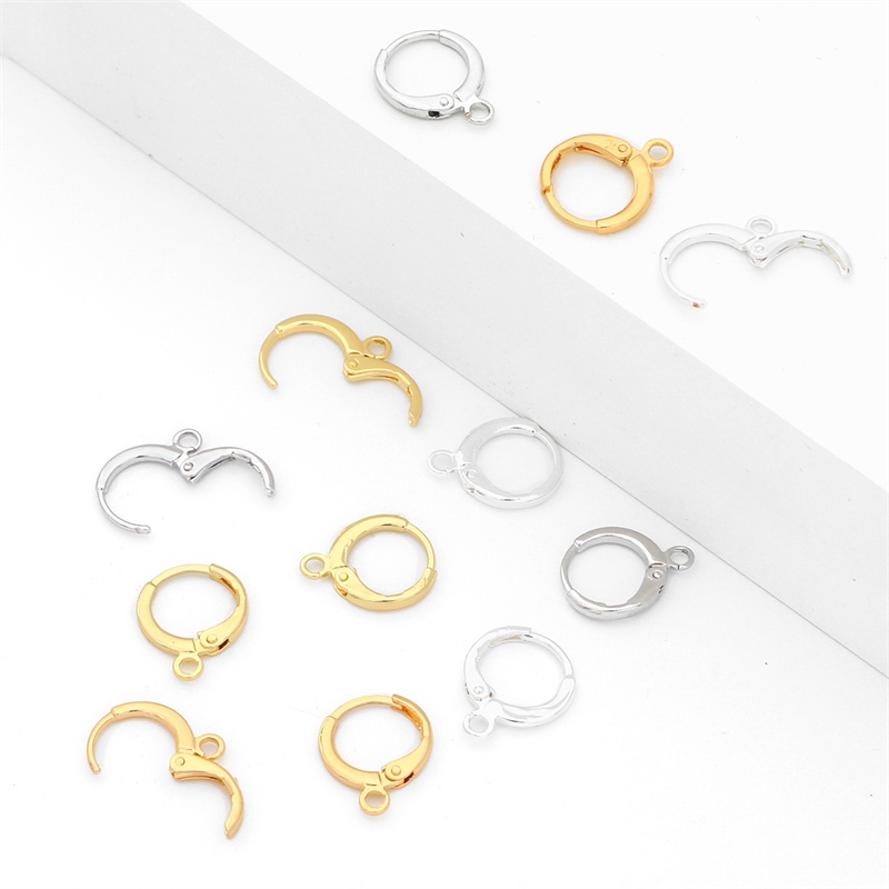 10pcs Kait Anting Warna Gold Silver Gaya Perancis Untuk Membuat Perhiasan DIY