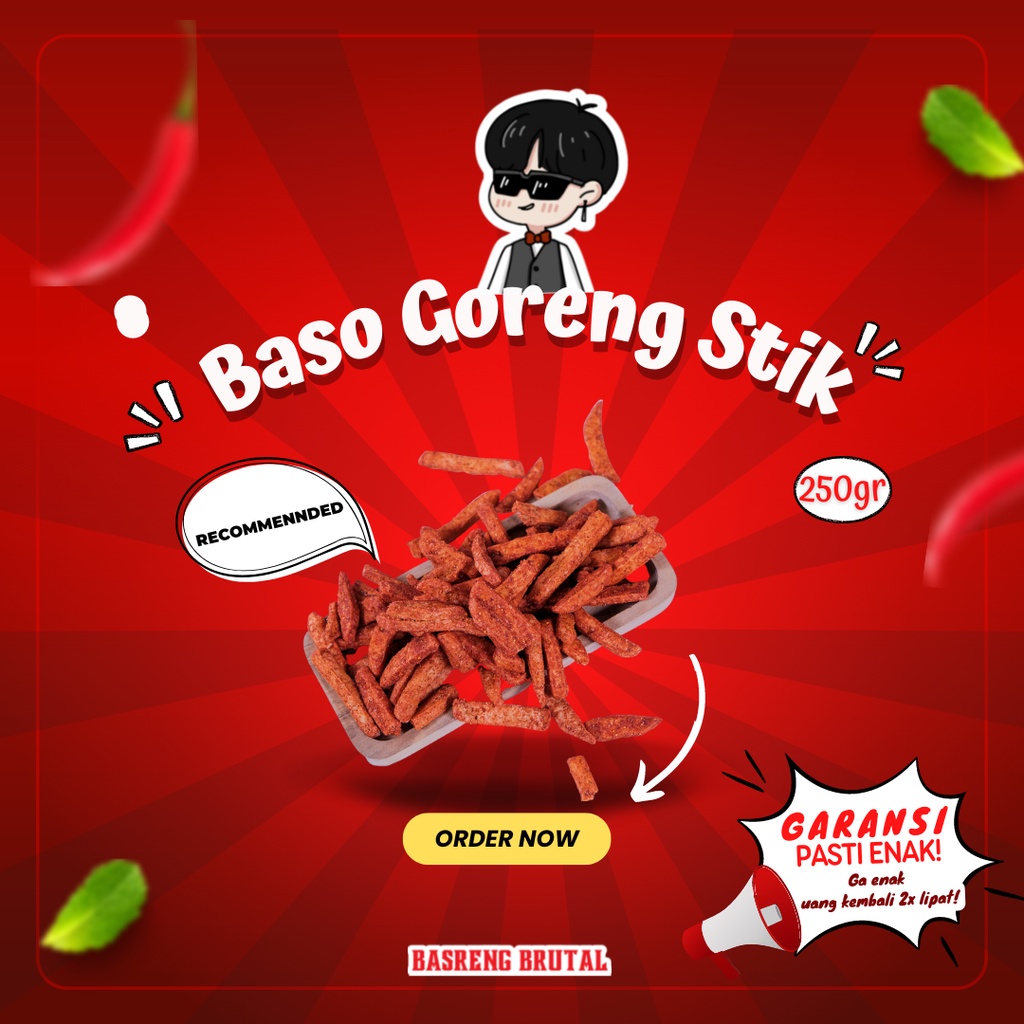 

Basreng Stik Pedas (Tanpa Daun Jeruk) isi 250gr | Basreng Brutal