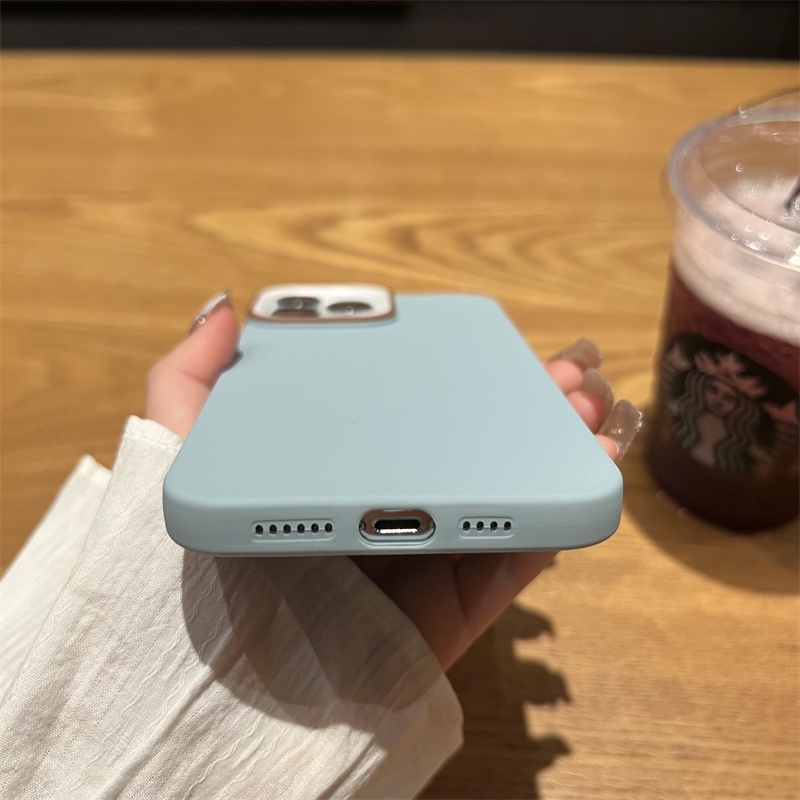 Soft Case Bahan Silikon Warna Ungu Untuk iPhone 14 13 12 Pro X XS Max 11 XR