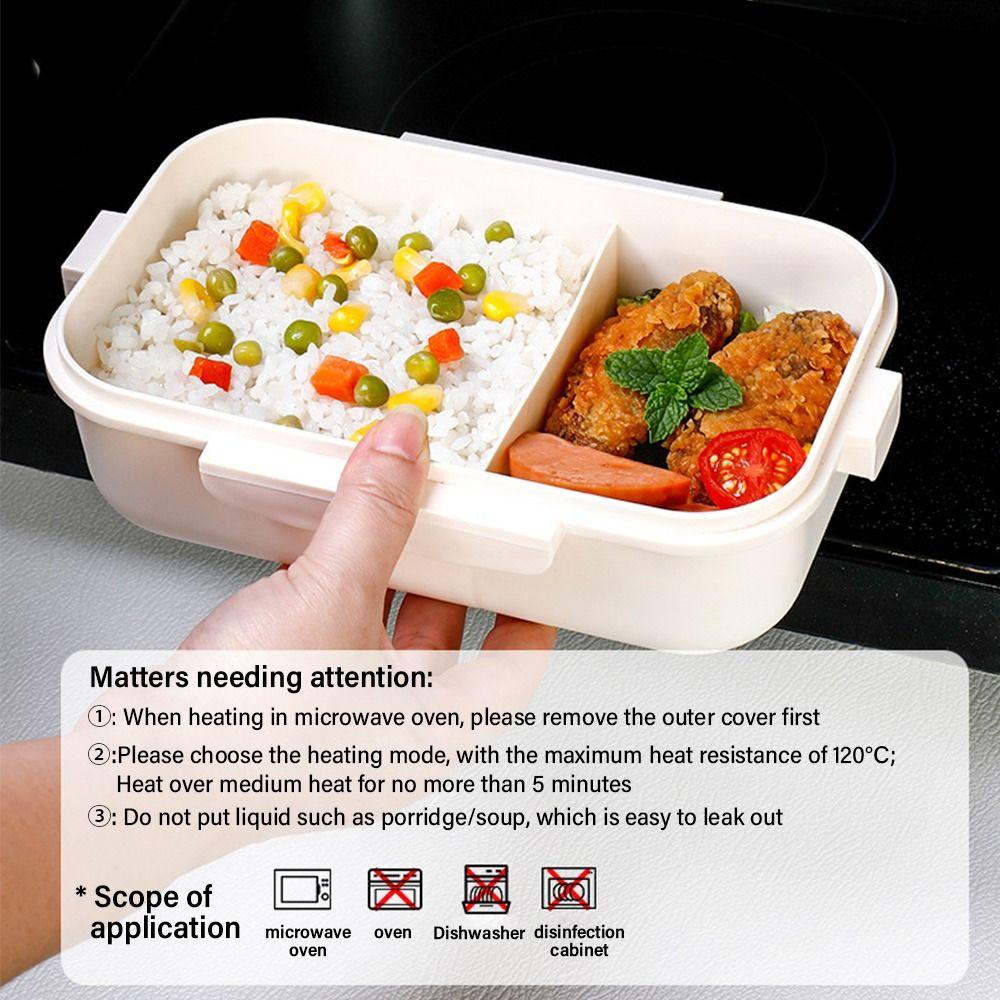 R-FLOWER Lunch Box Microwavable Rectangle Grid Untuk Siswa Pekerja Kantor Wadah Makanan