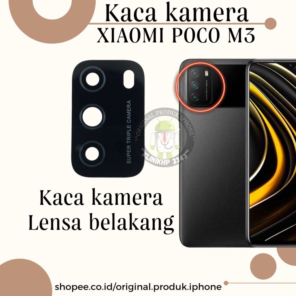 New Kaca Lensa Kamera Belakang Xiaomi Poco M3 Free Lem